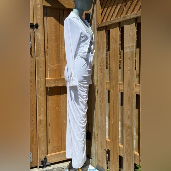 🆕 CHRISTOPHER ESBER 🧿 NWOT Venus Plunge Shirt Maxi Dress, White - Sz AU8 US 4 - Picture 6 of 16